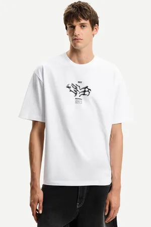 Bershka T-Shirt Mit Print Und Kurzen Ärmeln Herren Xs Weiss