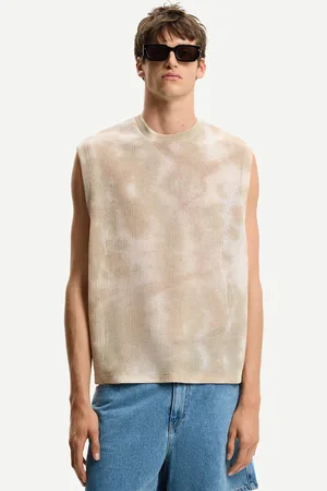 Bershka Rustikales Ärmelloses Tie-Dye-Shirt Herren Xs Beige