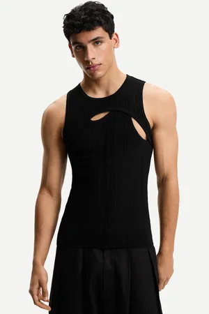 Bershka Cut-Out-Trägershirt Herren Xs Schwarz