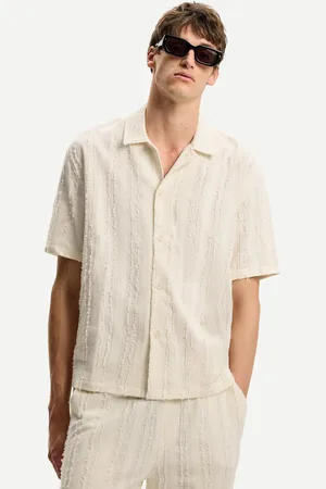 Bershka Kurzärmeliges Hemd Mit Struktur Herren Xs Grbrochenes Weiss