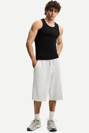 Bershka Baggy-Bermudas Mit Patentmuster Herren M Grau