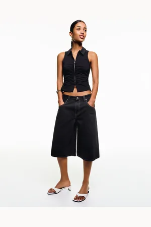 Bershka Bermuda-Jorts Aus Denim Damen 10-12 Schwarz