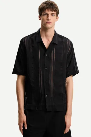 Bershka Transparentes Hemd Mit Kurzen Ärmeln Herren Xs Schwarz