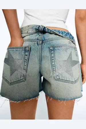 Bershka Jeansshorts Damen 32 Ausgewaschenes Blau