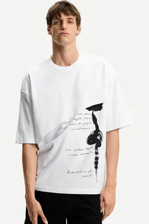 Bershka Oversize-T-Shirt Mit Kurzen Ärmeln Und Print Herren Xs Weiss