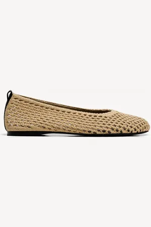 Bershka Geflochtene Ballerinas Damen 35 Sandfarbe