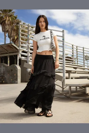 Bershka T-Shirt Mit Kurzen Ärmeln, Volants Und Print Damen Xs Grbrochenes Weiss