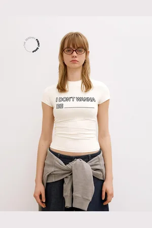 Bershka T-Shirt Mit Print Und Kurzen Ärmeln Damen Xs Grbrochenes Weiss