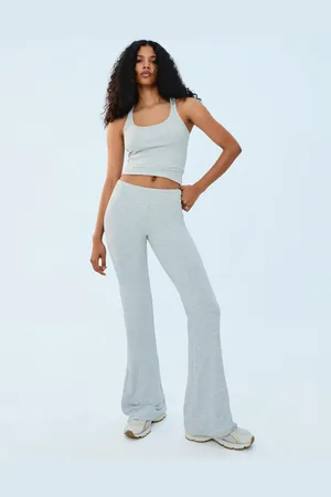 Bershka Schlaghose Damen Xs Grau