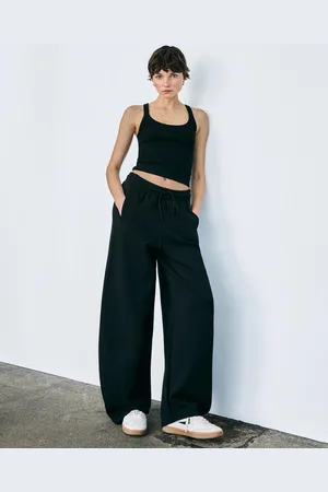 Bershka Barrel-Fit-Hose Aus Plüsch Damen Xs Schwarz