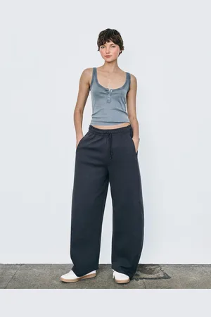 Bershka Barrel-Fit-Hose Aus Plüsch Damen Xs Grau
