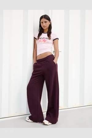 Bershka Wide Leg Hose Aus Plüsch Damen Xs Violett