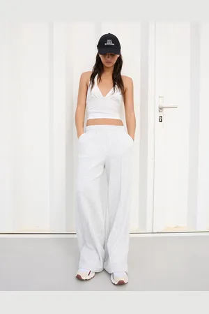 Bershka Wide Leg Hose Aus Plüsch Damen M Grau