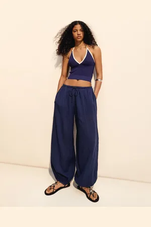 Bershka Pumphose Damen Xs Marinenblau