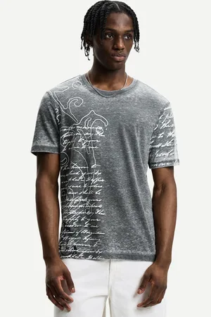 Bershka T-Shirt Mit Print Und Kurzen Ärmeln Herren Xs Dunkelgrau