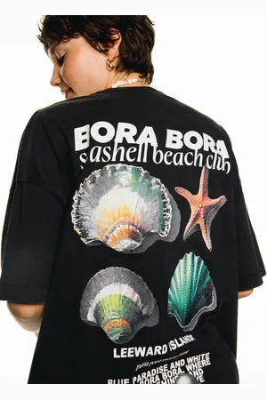 Bershka T-Shirt Mit Print Und Kurzen Ärmeln Damen Xs Grau