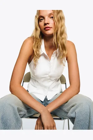 Bershka Figurbetontes, Ärmelloses Hemd Damen Xs Weiss