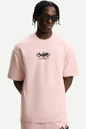 Bershka Frottee T-Shirt Mit Print Herren Xs Rosa