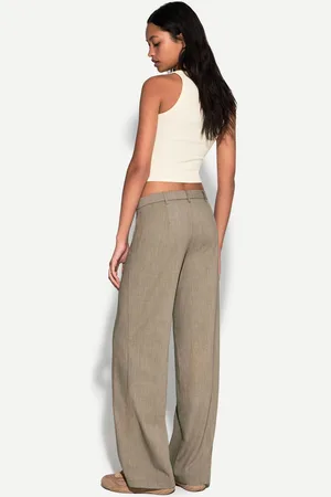 Bershka Wide Leg Tailoring-Hose Damen 32 Nerzfarbe