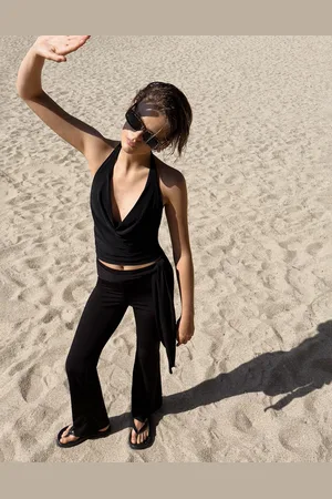 Bershka Schlaghose Mit Schleife Damen Xs Schwarz