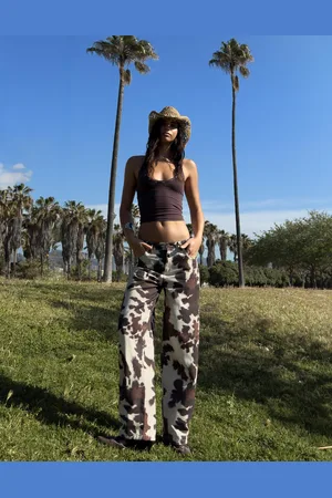 Bershka Barrel-Hose Mit Animalprint Damen 32 Braun