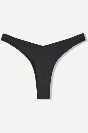 Bershka Basic Tanga-Slip Damen Xs Schwarz