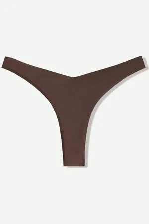 Bershka Basic Tanga-Slip Damen Xs Braun