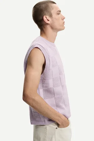 Bershka Boxy-Weste Mit Karomuster Herren Xs Violett