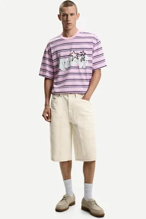 Bershka Bermuda-Skater-Workwear Herren 34 Rohweiß