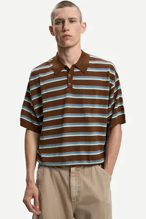 Bershka Gestreiftes Poloshirt Herren Xs Braun