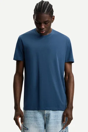 Bershka Basic-T-Shirt Herren Xs Blau