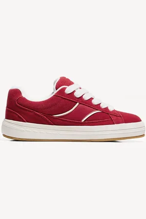 Bershka Skate-Sneaker Aus Leder Damen 35 Rot