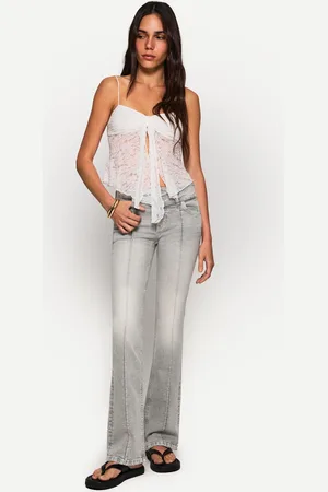 Bershka Bootcut-Jeans Mit Tiefem Bund Damen 10-12 Dunkelgrau