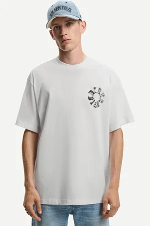 Bershka T-Shirt Mit Print Und Kurzen Ärmeln Herren Xs Weiss