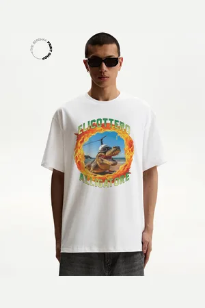 Bershka T-Shirt Mit Print Und Kurzen Ärmeln Herren Xs Weiss
