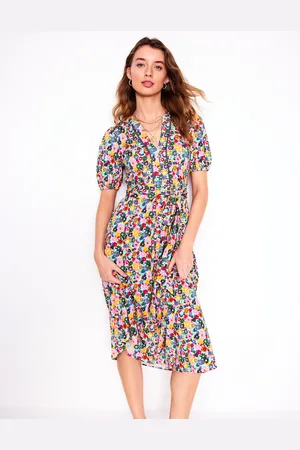 Boden Sofia Jersey-Midikleid mit Besatz-Bunt, Malkasten Blümchen