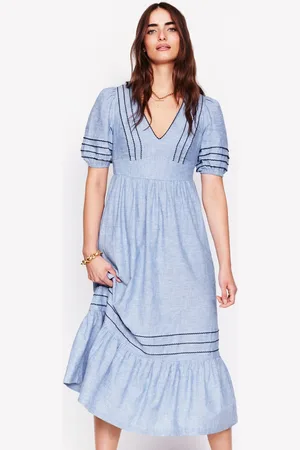 Boden Leinenkleid mit gesmokter Taille