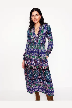 Boden Midikleid mit Efeu-Bordürendruck-Sattes Blau, Paisley-Muster