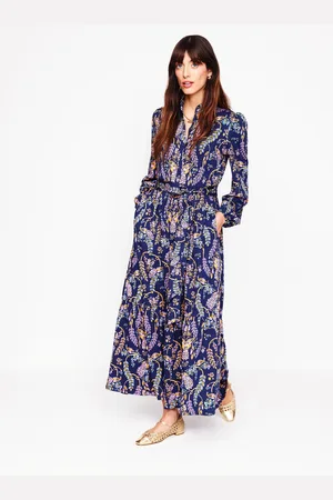 Boden Willow Gestuftes Jerseykleid-Französisches Marineblau, Bezaubernder Pfau