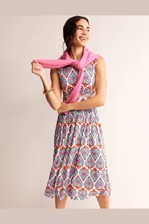 Boden Thea Ärmelloses Midikleid-Bunt, Floraler-Stempel