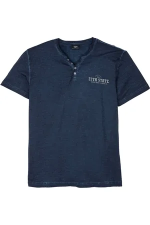 bonprix Henleyshirt, Kurzarm in gewaschener Optik aus reiner Baumwolle