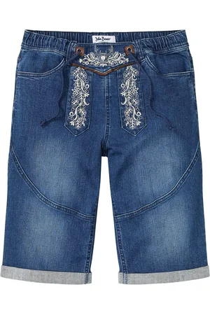 bonprix Stretch-Jeans-Bermuda mit Stickerei, Regular Fit