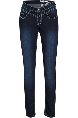 bonprix Slim Jeans Mid Waist, Kontrastnähte
