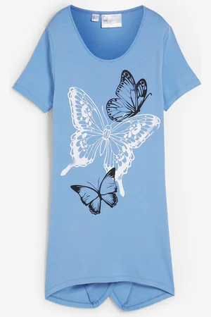 bonprix Longshirt mit Zipfel und Schmetterlingsmuster