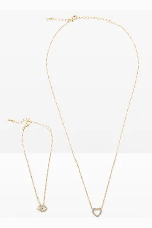 bonprix Kette und Armband veredelt mit Glaskristallsteinen (2-tlg. Schmuckset)