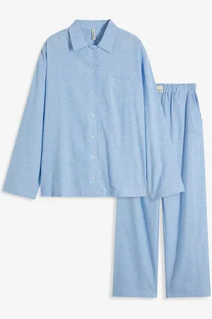 bonprix Gewebter oversized Pyjama mit Leinen
