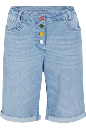 bonprix Jeans Bermuda Mid Waist mit Stickerei und Bequembund