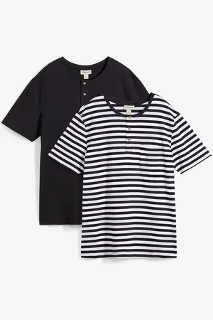 bonprix Kurzarm-Henleyshirt (2er Pack) aus reiner Bio-Baumwolle