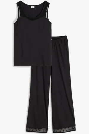 bonprix Pyjama mit Spitzeneinsatz