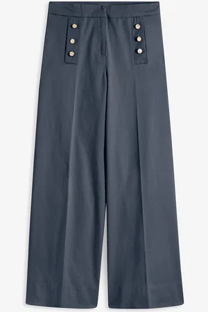 bonprix Wide Leg Hose aus Twill mit dekorativen Knöpfen